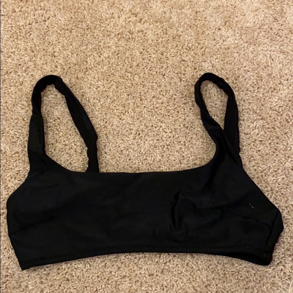 square cut black bathing suit top